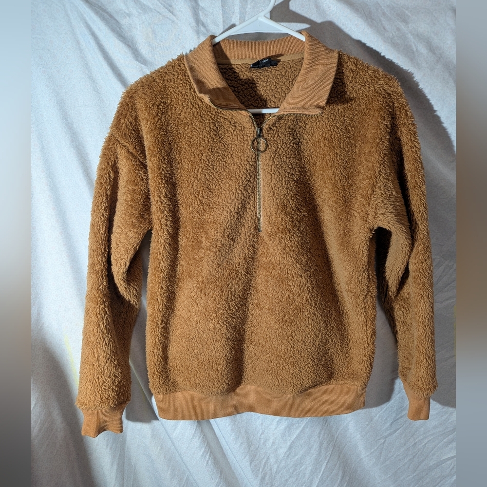 a.n.a Tan Zip-Up Sweater